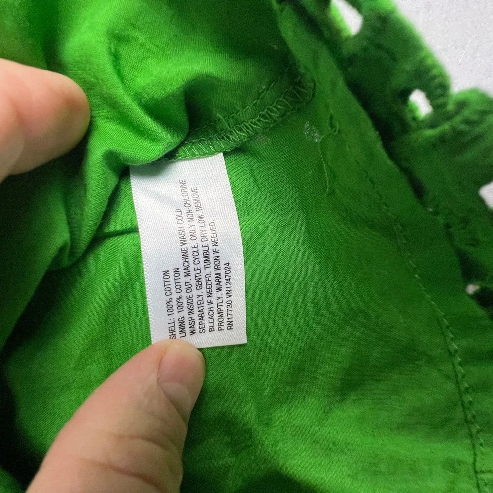 Kate Spade Eyelet Crop Top Womens Large Green Cotton Sleeveless Preppy Summer‎
